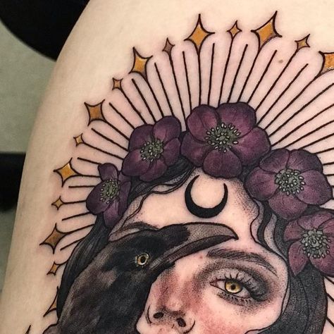 3 Faced Goddess Tattoo, Nyx Tattoo Ideas, Goddess Chest Tattoo, Nyx Tattoo Goddesses, Nyx Goddess Tattoo, Nyx Tattoo, Nyx Goddess Of Night, Greek Goddess Tattoo, Goddess Of Night