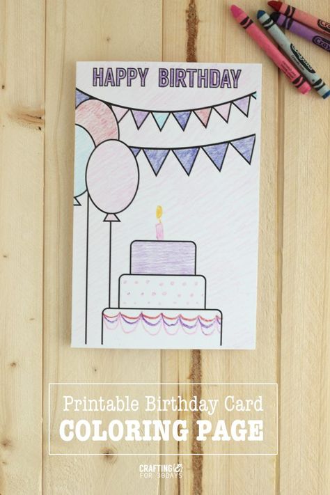 Printable Birthday Cards Coloring Page - a fun birthday card for you to color in! Coloring Birthday Cards, Happy Birthday Drawings, Grandma Birthday Card, Happy Birthday Cards Handmade, Happy Birthday Cards Diy, Creative Birthday Cards, Cool Birthday Cards, Birthday Coloring Pages, Birthday Card Drawing