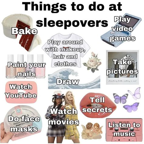 To Do At Sleepovers, Sleepover Packing List, Fun Sleepover Activities, Teen Sleepover Ideas, Sleepover Essentials, Fun Sleepover Games, Sleepover Party Games, Sideboard Upcycle, Birthday Sleepover Ideas