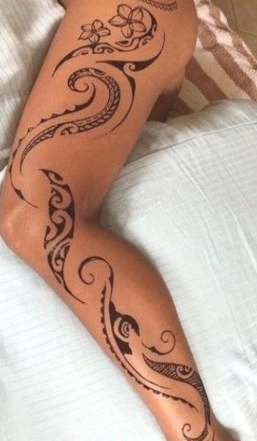 Maori Tattoo Frau, Polynesian Tattoos Women, Irezumi Tattoos, Leg Tattoos Women, Pretty Tattoos For Women, Dope Tattoos For Women, Tiny Tattoo, Thigh Tattoos Women, Cute Tattoos For Women