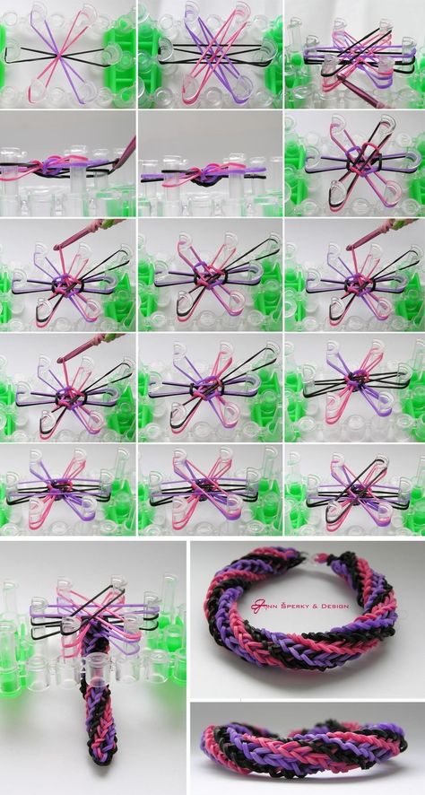 Loom Bands Tutorial, Loom Band Patterns, Rainbow Loom Bracelets Easy, Rainbow Loom Tutorials, Loom Band Bracelets, Rubber Band Crafts, Rainbow Loom Rubber Bands, Rainbow Loom Creations, Rainbow Loom Patterns