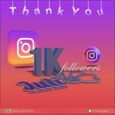 Colourful and beautiful graphic design for thanking and appreciating followers on Instagram, as the numbers hits 1k 1k Followers Thank You Instagram, 1k Followers Thank You, 1k Followers Instagram, 10k Instagram Followers, Birthday Banner Background, Instagram Banner, 1000 Followers, Followers On Instagram, Casual Indian Fashion