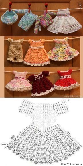 Crochet Locs, Crochet Doll Dress, Crochet Barbie Clothes, Crochet Dolls Free Patterns, Crochet Doll Clothes, Baby Doll Clothes, Crochet Baby Clothes, Crochet Baby Dress, Baby Dresses