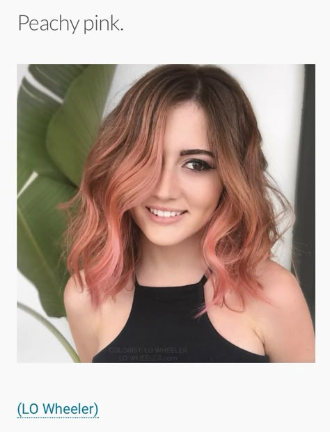 Medium Ombre Hair, Pink Hair Highlights, Medium Brown Hair, Ombre Hair Blonde, Peach Hair, Hair Dark, Long Hair Color, Bright Hair, Long Brown Hair