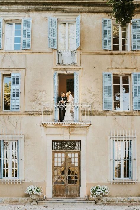 French Wedding Venues, French Chateau Weddings, Summertime Wedding, French Chateau Wedding, Urban Wedding Venue, Blue Shutters, Chateau Wedding, European Wedding, Wedding Venue Inspiration