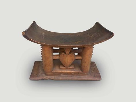 Antique Ashanti Stool with a Hand Carved Heart 445A - Andrianna Shamaris Africa Ghana, Ashanti People, Wood Stools, Quirky Kitchen, Wood Art Design, Living Room Art Prints, Kitchen Art Prints, Carved Heart, Painted Chairs