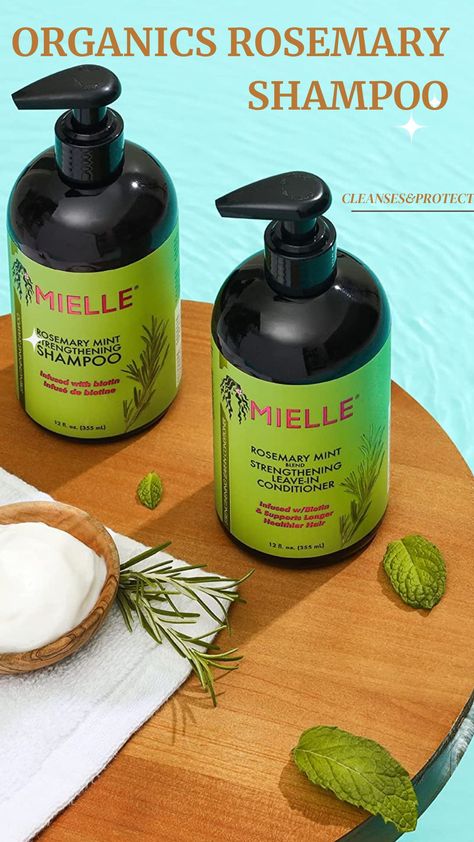 Mielle organics rosemary mint strengthening shampoo infused with biotin, cleanses and helps strengthen weak and brittle hair, 12 ounces. This shampoo with biotin provides intense moisture for all hair types with a gentle formula that nourishes, cleanses and helps strengthen weak and brittle hair #rosemary #shampoo #hair #haircare #product #clean #health #hairgrowth #amazon #sale #ad #best #natural #organic Hair Rosemary, Rosemary Shampoo, Mielle Organics, Mint Shampoo, Shampoo Hair, Amazon Sale, Rosemary Mint, Brittle Hair, Hair Types