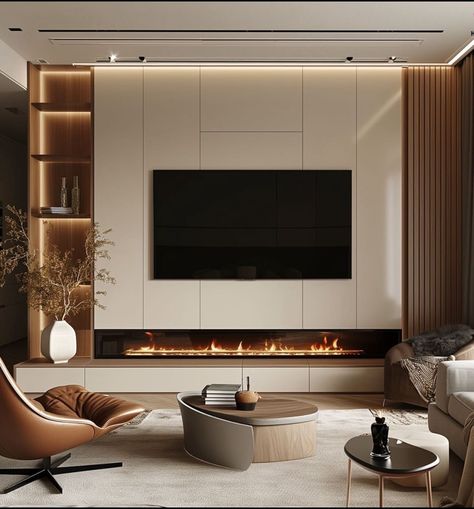 24  Trending TV Wall Decor Ideas (2025) - DrExplains Tv Wall Ideas Simple, Natural Wood Paneling, Luxury Tv Wall, Fireplace And Tv, Tv Wall Panel, Tv Wall Ideas, Tv Wall Decor Ideas, Modern Tv Unit Designs, Marble Countertops Kitchen