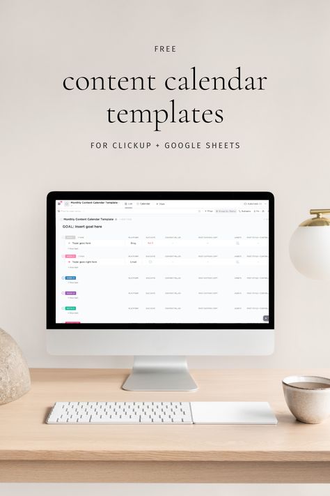 Content Creation Calendar Template, Pre Launch Content Calendar, Content Calender Planner, Content Calendar Spreadsheet, Content Creator Calendar Template, Content Creation Template, Content Calendar Template Excel, Clickup Templates Free, Free Social Media Content Calendar