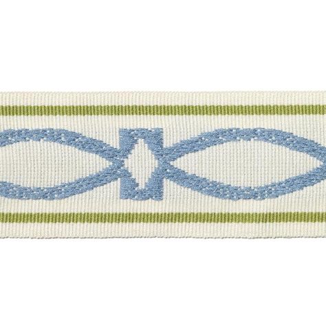 Pattern #7322 - 619 | Pavilion Indoor/Outdoor Trim | Duralee Trim by Duralee Curtain Trim, Upholstery Trim, Sea Glass Colors, Blue White Decor, Green Curtains, Geometric Fabric, Fabric Yardage, Jacquard Pattern, Fabric Tape