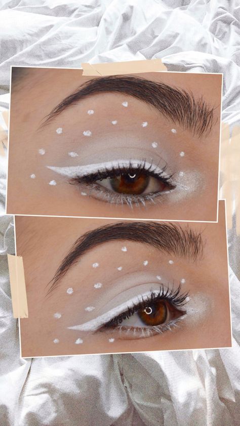 White Eye Makeup, White Eyeliner Makeup, Angel Makeup, Work Makeup, White Eyeliner, White Makeup, Beautiful Eye Makeup, Colorful Eye Makeup, Eyeliner Makeup