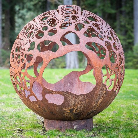 Cedar Creek Sculptures Coral Dome 37 diam. Wood Burning Fire Bowl Fire Pit Metal, Fire Pit Art, Natural Gas Fire Pit, Rustic Fire Pits, Fire Pit Lighting, Metal Fire Pit, Cool Fire Pits, Steel Fire Pit, Wood Burning Fire Pit