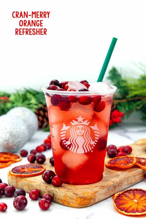 Cran-Merry Orange Refresher {Starbucks Copycat} - We are not Martha Crab Merry Orange Lemonade Starbucks, Cranberry Orange Refresher, Cran Merry Starbucks, Crab Merry Orange Lemonade Refresher, Easy Copycat Starbucks Drinks, Cranberry Refresher Starbucks, Starbucks Cranberry Refresher, Copycat Starbucks Cranberry Orange Refresher, Cranberry Orange Refresher Starbucks