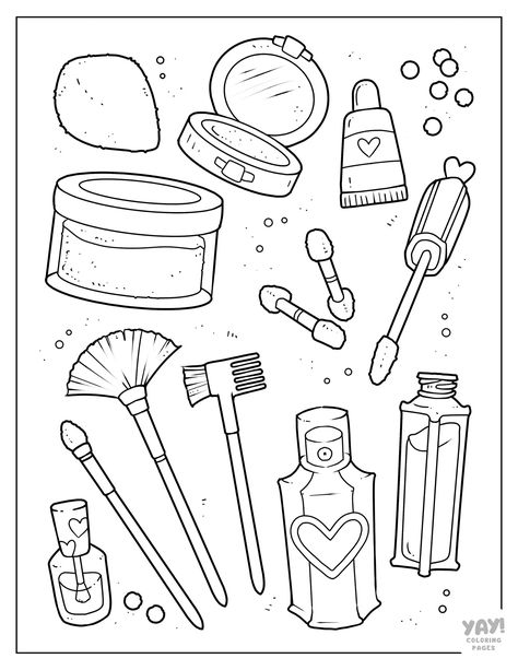 Bobbie Goods Coloring Pages Easy And Bold Coloring Pages, Make Up Coloring Pages, Nails Coloring Pages, Aesthetic Coloring Pages Free Printable, Coloring Sheets Aesthetic, Makeup Coloring Pages, Procreate Aesthetic, Aesthetic Coloring Pages, Nail Party