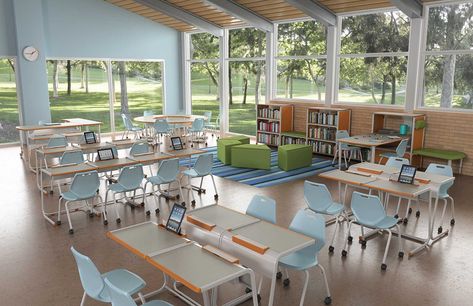 AnD-Classroom Modern Classroom Design, 21st Century Learning Spaces, Classroom Architecture, Design Classroom, School Grants, Classroom Interior, Modern Classroom, School Interior, High School Classroom