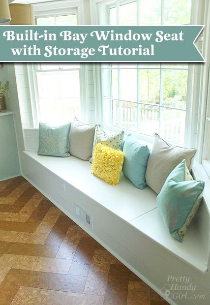 built in bay window seat with storage tutorial Narrow Bay Window Ideas, Built In Window Seat With Storage, Box Bay Window Ideas, Bay Window Bench Diy, Bay Window Seat Bedroom, Build Window Seat, Bay Window Seat Diy, Bay Window Seat With Storage, Bay Window Bedroom Ideas