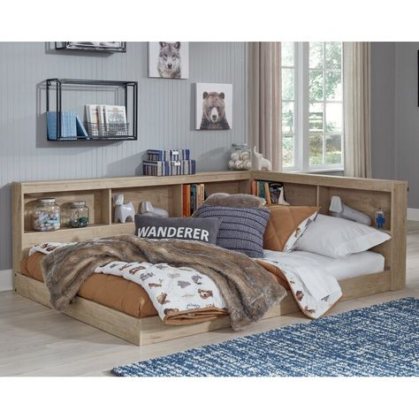 Corner Bed, Bed In Corner, Bookcase Bed, Storage Headboard, Full Platform Bed, Headboard Storage, Diy Room, Bookcase Storage, Leather Furniture