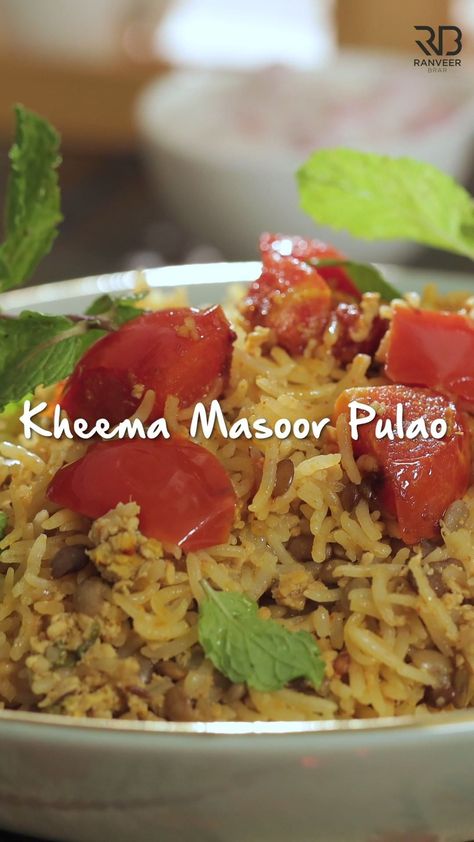 Ranveer Brar on Instagram: “Double the protein, double the flavour, Kheema - Masoor Pulao. Try this super delicious recipe and one of my favourites too. . . . #Kheema…” Pulao Recipe, Yummy Food, On Instagram, Instagram