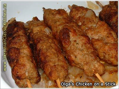 Ukrainian Chicken Thigh Patychky - Chicken Thigh Sticks Ukranian Recipe, Slovakia Recipes, Ukrainian Dishes, Meat On A Stick, Russian Foods, City Chicken, Ukrainian Food, Ukrainian Christmas, Eastern European Recipes