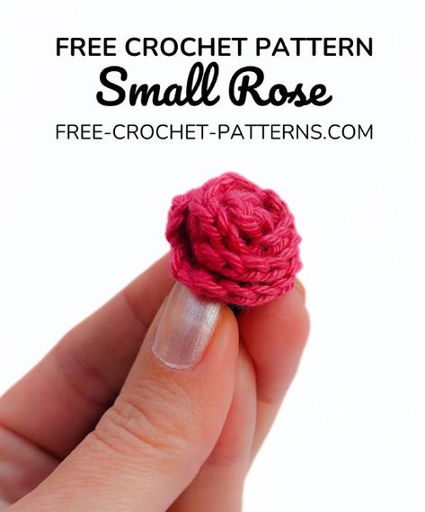 Free Crochet Pattern Small Rose Crochet Small Flower, Mini Coin Pouch, Crochet Project Free, Learn Crochet, Crochet Store, Crochet Rose Pattern, Crochet Applique Patterns Free, Crochet Hack, Crochet Flowers Free Pattern