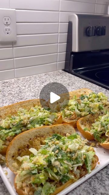 @eatinghealthytoday on Instagram: "THESE SALAD SANDWICHES WILL BE YOUR NEW OBSESSION! 😋🥪  (via: @emerson.lorbach)  CHICKEN…  - add chicken breasts into a bowl - add in olive oil, lawrys, pepper, garlic & herb seasoning, italian seasoning, onion & garlic powder, tonys, minced garlic, and lemon juice  - mix & add to pan on medium heat in some oil - once it’s fully cooked, remove from stove & chop up  IN THE SAME PAN YOU COOKED YOUR CHICKEN add in  - low-fat butter  - minced garlic  - seasonings; garlic powder, italian seasoning, and lawrys  SUB ROLLS… - preheat oven to 375 - cut sub rolls in half and place on a baking dish with cooking spray - smear the butter mix all on the front and back of the rolls - cook for 6 minutes until bread is toasted   SALAD… - add a bag of caesar salad to a bo Italian Chicken Sandwich Recipes, Chicken Subs Recipes, Leftover Chicken Sandwich Recipes, Mini Chicken Sandwiches, Chicken Subs, Sub Rolls, Chicken Sandwich Recipes, Garlic Seasoning, Garlic Aioli