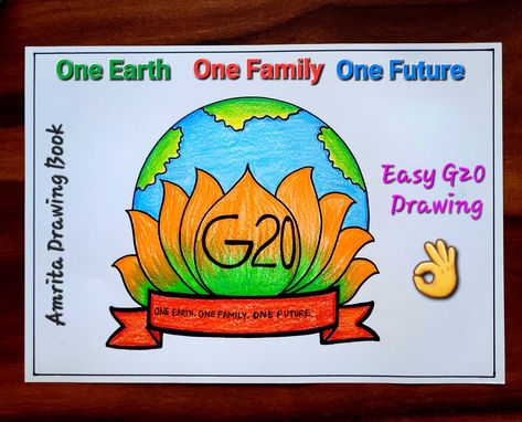 Video Tutorial uploaded on Amrita Drawing Book Channel. Subscribe for more creative Drawings and School Projects #g20 #g20drawing #g20india #onefamily #oneearth #onefuture #poster #chart #drawing #easydrawing #howtodraw #simple #Youtube #amritadrawingbook G20 Logo Drawing, G20 Decoration Ideas, G 20 Poster Drawing Easy, G 20 Drawing, G20 Poster Drawing Easy, G20 Poster Drawing Ideas, Green India Drawing Competition, Chart Drawing Ideas, G 20 Poster