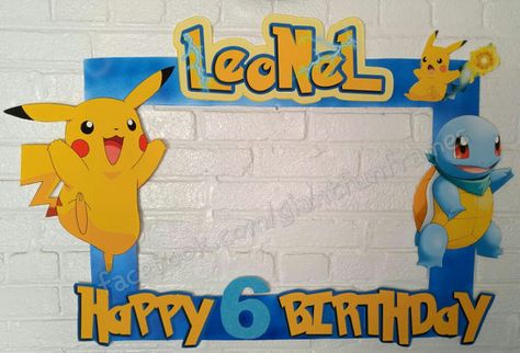 Pikachu Pokemon Frame / Photo Booth / Photo Prop Digital File Pokemon Candy, Party Photo Frame, Pokémon Birthday, Photo Booth Photo, Pokémon Party, Pokemon Photo, Party Frame, Pokemon Craft, Pokemon Birthday Party