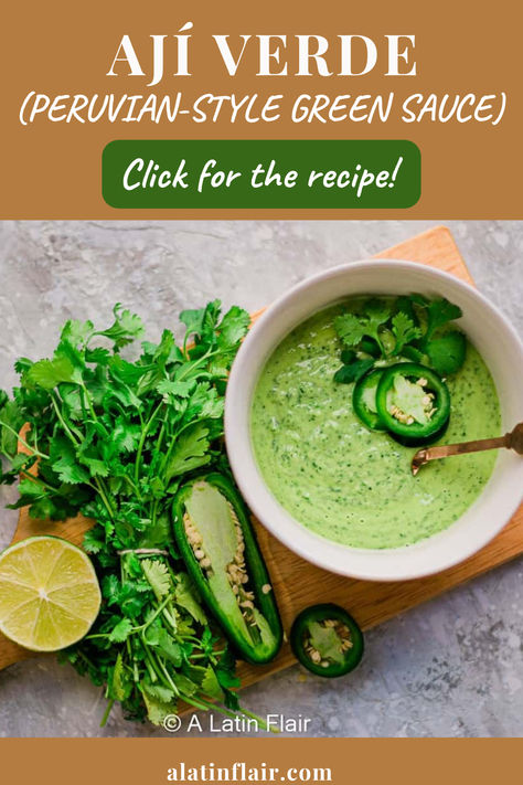 🌶️ Spice up your life! 🌶️ This AJÍ VERDE (PERUVIAN-STYLE GREEN SAUCE) is packed with flavor and perfect for everything from tacos to grilled chicken. Try it once, you'll be hooked! CLICK FOR THE RECIPE! Brazilian Green Sauce, Ahi Verde Sauce, Peruvian Green Sauce Recipe, Peruvian Sauce, Aji Verde Sauce, Healthy Menu Ideas, Peruvian Green Sauce, Green Sauce Recipe, 2024 Meals