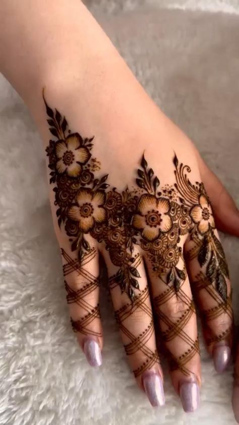 Henna Design, Mehndi Design, The Hand, Mehndi Designs, Henna, Flowers, Design