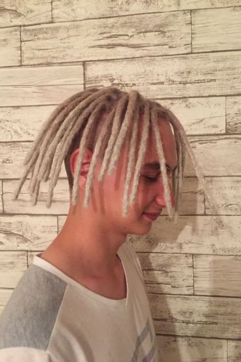 Top 25 Blonde Hairstyles For Men To Ignite Your Cool Style Straight Blonde Hairstyles Men, White Guy With Dreads, Blond Dreads Men, White Dreads Men, White Guy Dreads, Free Forms Hair Boys, White People With Braids, White People With Dreads, Dreadlock Hairstyles For Men Black