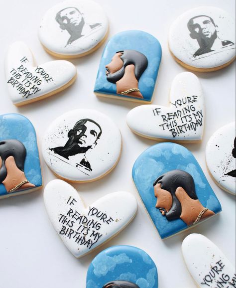 Drake Bday Party, Drake Birthday Party Theme, Drake Party Theme, Drake Themed Birthday Party, Drake Cookies, Rapper Birthday Cake, Drake Birthday Cake, Drake Party, Drake Birthday