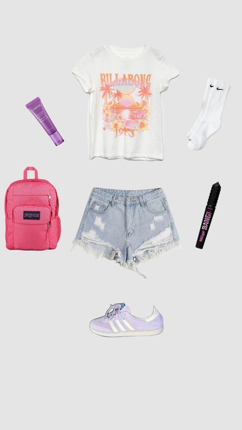 My first day of school fit #outfitinspo #beauty #billabong #firstdayofschoolfit #preppy Cute First Day Of School Outfits Shorts, First Day Of School Outfit Shorts, First Day Of School Fits, My First Day Of School, Middle School Outfits, School Shorts, School Fit, First Day Of School Outfit, Casual Preppy Outfits