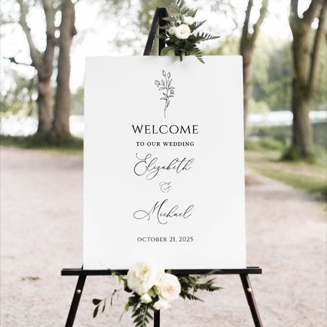 Editable Printable Simple Minimalist Wedding welcome sign template - 3 sizes - edit with Corjl.com editor. Script Design, Welcome Sign Template, Bridal Shower Welcome Sign, Shower Welcome Sign, Bridal Shower Signs, Shower Sign, Wedding Welcome Sign, Welcome To Our Wedding, Couple Shower