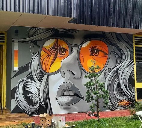 Your Street Art Utopia | By @bang.lambok in Medan, Indonesia. | Facebook Installation Street Art, Miami Vibes, Mural Art Design, Street Art Utopia, Wall Street Art, Abstract Portrait Painting, Street Mural, Graffiti Wall Art, Murals Street Art