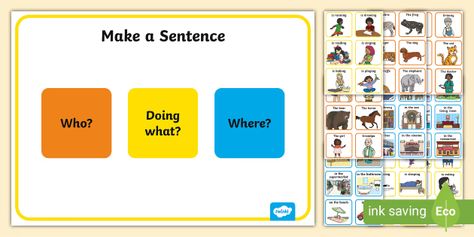 Colourful Semantics Cards - Teaching Resources - Twinkl Semantics Activities, Lorax Activities, Preschool Displays, Colourful Semantics, Teaching Lessons Plans, Sentence Activities, Silly Sentences, Who What Where, Sentence Building