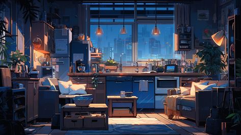 ArtStation - Apartments Laptop Illustration, Yami Yami, Illustration Wallpaper, Pretty Backgrounds, Aesthetic Desktop Wallpaper, Environment Design, God Illustrations, Room Interior, Aesthetic Art