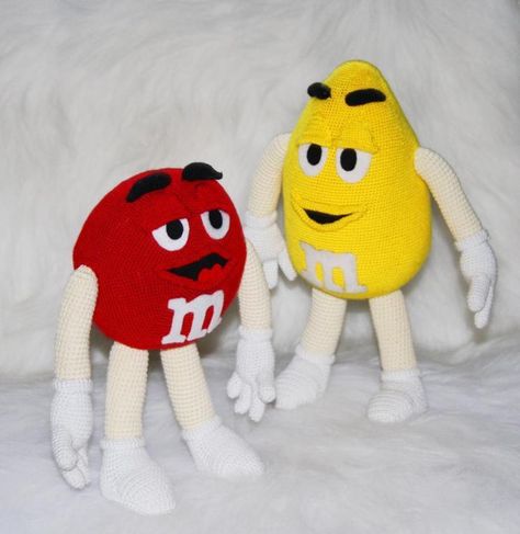 Crochet M&M candy pattern | Craftsy M&m Crochet, Geek Crochet, Sewing Animals, Crochet Funny, Crochet Characters, Amigurumi Projects, Crochet House, Crochet Stuffies, Crocheted Dolls