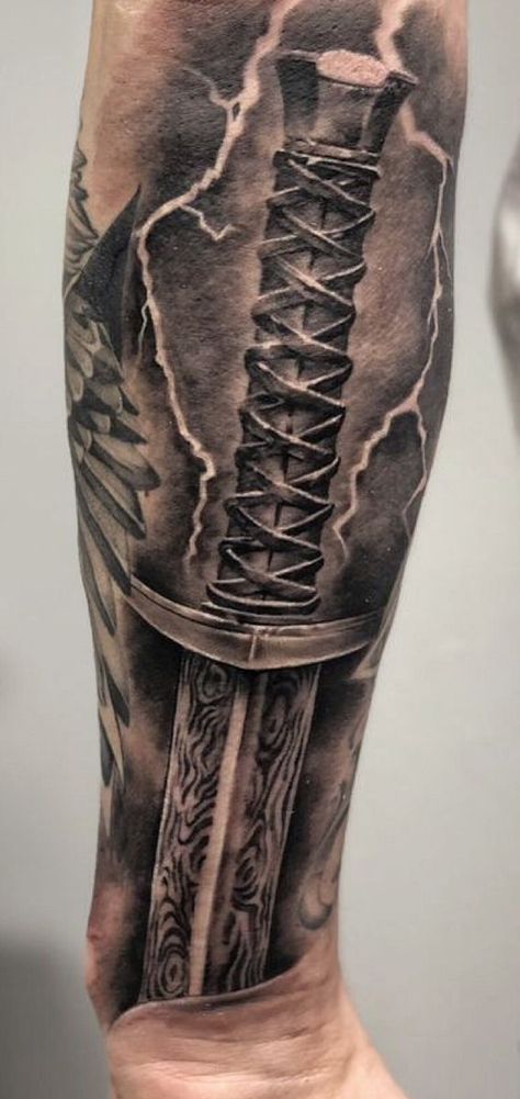 Men’s Tattoo Ideas Forarm, Thor Lightning, Armour Tattoo, Viking Tattoos For Men, Hunter Tattoo, Skull Sleeve Tattoos, Ancient Tattoo, Forearm Band Tattoos, Skull Sleeve