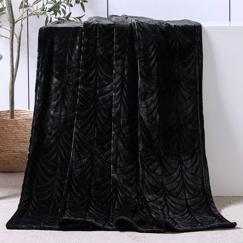 Gothic Throw Pillows, Fluffy Sofa, Carbon Emission, Palm Leaf Design, Black Throws, Black Blanket, Ideal Partner, Eco Packaging, Goth Home