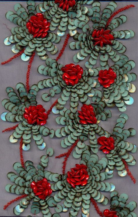 FOR EVENING WEAR Sequins Embroidery Pattern, Hand Beaded Embroidery, Tambour Embroidery, Fabric Embellishment, Handmade Flowers Fabric, Couture Embroidery, Diy Embroidery Patterns, Bead Embroidery Patterns, Hand Work Embroidery