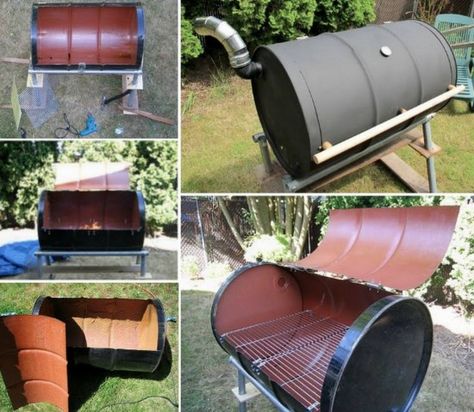 How to Make Metal Drum BBQ Pit #Recycle, #Appliance, #Grill, #Outdoor Grill Diy, Smoker Build, Diy Barbecue, Brick Grill, Barrel Grill, Barrel Bbq, Backyard Bbq Grill, Drum Smoker, Bbq Pitmasters