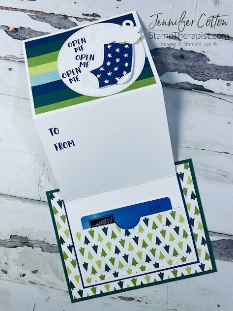 Stampin Up Gift Card Holder Ideas Christmas, Gift Card Cards Diy, Sending Cheer Stampin Up Tags, Stampin Up Gift Card Holder Christmas, Su Gift Card Holders, Stampin Up Christmas Gift Tags 2023, Homemade Gift Card Holders, Gift Card Holders Stampin Up Tutorials, Stampin Up Gift Ideas