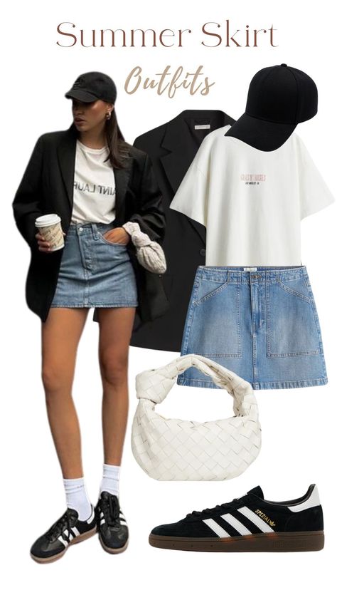 Pool Outfits, Adidas Samba Outfit, Samba Outfit, Look Adidas, Denim Skirt Outfits, Everyday Fashion Outfits, Fall Fashion Outfits, Adidas Samba, Retro Outfits