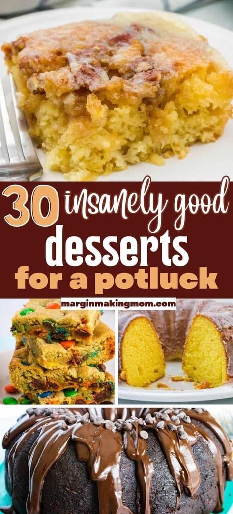 Choosing potluck desserts to bring to a gathering is easy, thanks to this list of proven winners! These are delicious options that are easy to make, but will leave others asking for more! Thank You Desserts, Pot Luck Deserts, Deserts For Crowd, Desserts For Potluck Parties, Dessert For A Group, Quick Desserts For A Crowd, Potluck Desserts Crowd Pleasers, Potluck Dessert Ideas, Best Potluck Desserts