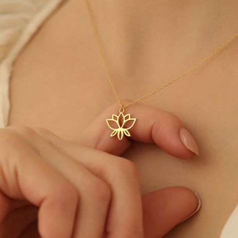 Unique Gold Rings, Lotus Flower Necklace, Lotus Jewelry, Lotus Necklace, Lotus Pendant, Gold Lotus, Bridal Jewelry Collection, Meditation Gifts, Symbolic Jewelry