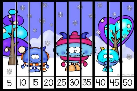 Skip Counting Puzzles, Counting By 5's, Counting Puzzles, Picture Puzzle, Free Puzzles, Skip Counting, Math Worksheets, Free Christmas, Cute Christmas