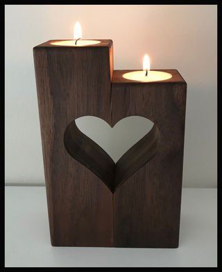 Picture of Heart Candle Holder Tre Kunst, Heart Candle Holder, Unity Candle Sets, Heart Candle, Diy Candle Holders, Diy Holz, Wooden Candle Holders, Wood Candle Holders, Unity Candle