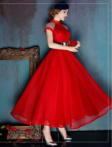 Vintage Inspired Prom Dress, Elegant Red Dress, Vestidos Retro, Prom Dresses Gowns, Popular Dresses, Tulle Prom Dress, Fabulous Fashion, Gorgeous Gowns, Mode Vintage