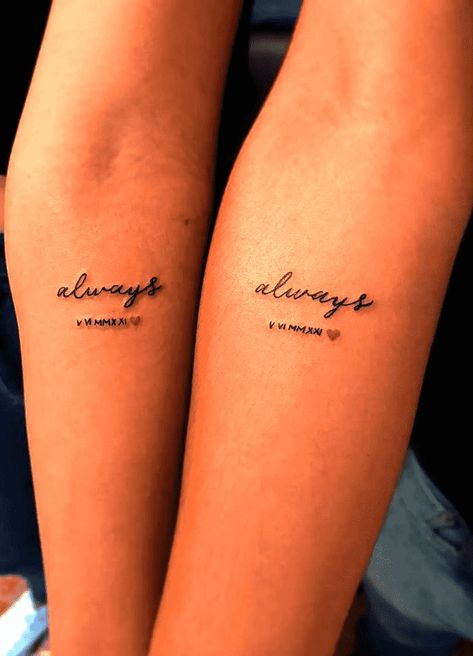 Always Tattoo Design Images (Always Ink Design Ideas) Always Have Always Will Tattoo, Mummy Daughter Tattoos, Matching Tattoo Mother And Daughter, Whenever Wherever Tattoo, Mother Daughter Tattoo Quotes, For Always Tattoo, Always Tattoo Ideas, Rib Tattoo Script, Tattoo For Mum