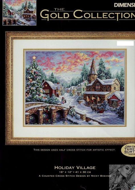 Gallery.ru / Фото #1 - Holiday Village (DIM) - elena196905 Dimensions Cross Stitch, Holiday Embroidery, Cross Stitch Landscape, Holiday Cross Stitch, Cross Stitch Christmas, Winter Cross Stitch, Holiday Village, Cross Stitch Pictures, Stitch Christmas